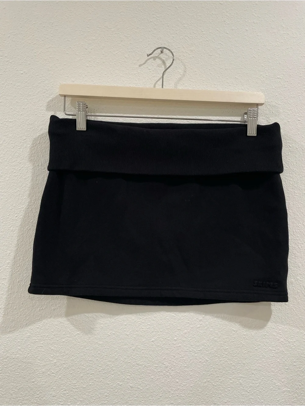 SKIMS fold over Cotton Fleece Mini Skirt Black Size Small Y2K Low Rise 2000s